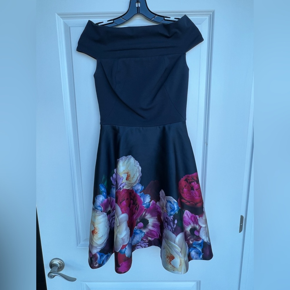 Ted Baker navy blue floral mini dress